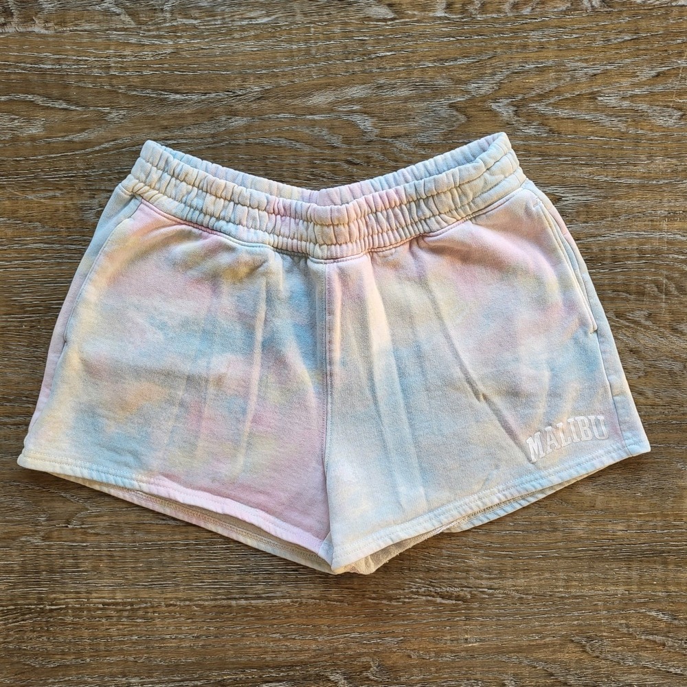 Hollister Malibu Tie Dye Sweat Shorts Ultra High Rise Pastel Fleece Small